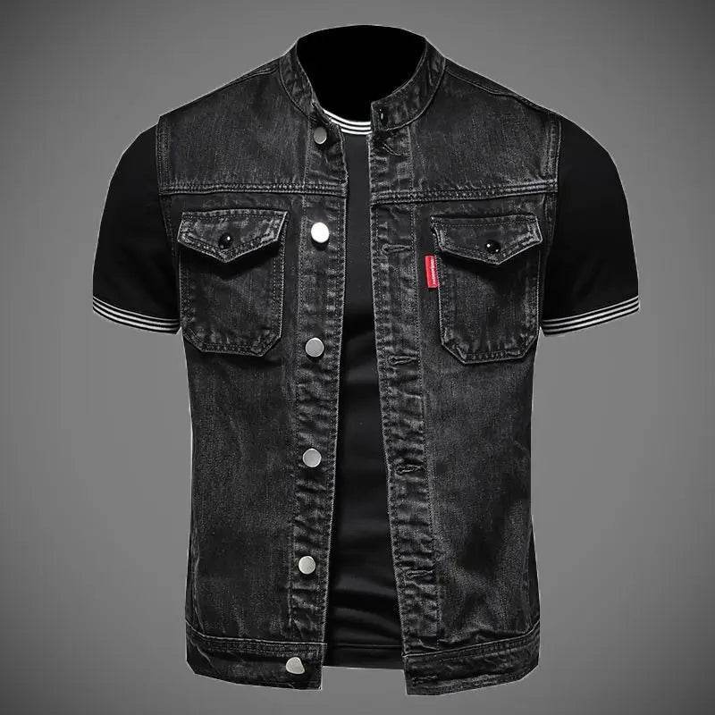 DUTRIEUX Men's Denim Motorcycle Vest - Retro Fashion for Casual Riding - Buy Center US