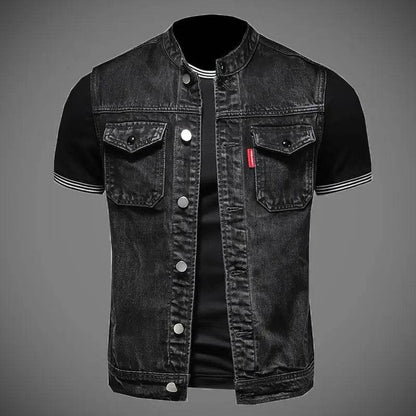 DUTRIEUX Men's Denim Motorcycle Vest - Retro Fashion for Casual Riding - Buy Center US