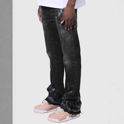 Wulend Men's Vintage Straight Jeans - Mid Waist Distressed Denim Pants - Buy Center US