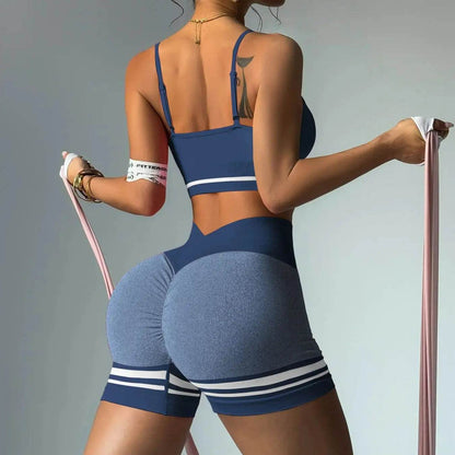 Women’s Outdoor Sports Set - V-Back Bra & Shorts for Gym Training - Buy Center US