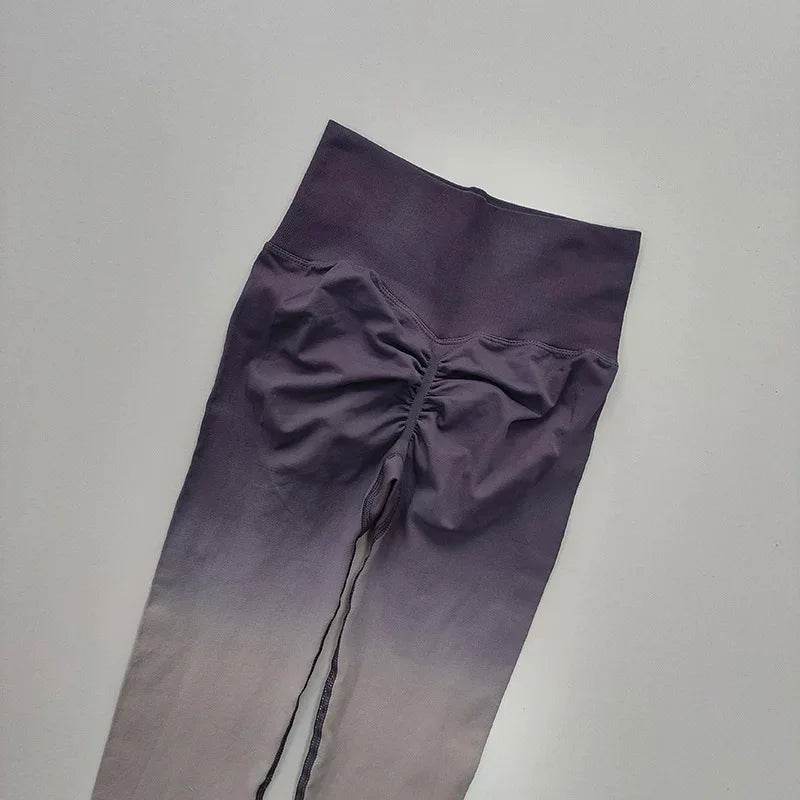 Women's High Waist Gradient Yoga Pants - Elastic Fit & Ankle-Length - Buy Center US