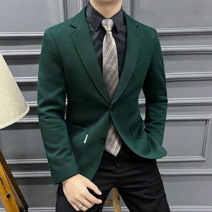 Men's Green Plaid Waffle Blazer - Trendy High-Quality Coat for Casual Style - Buy Center US