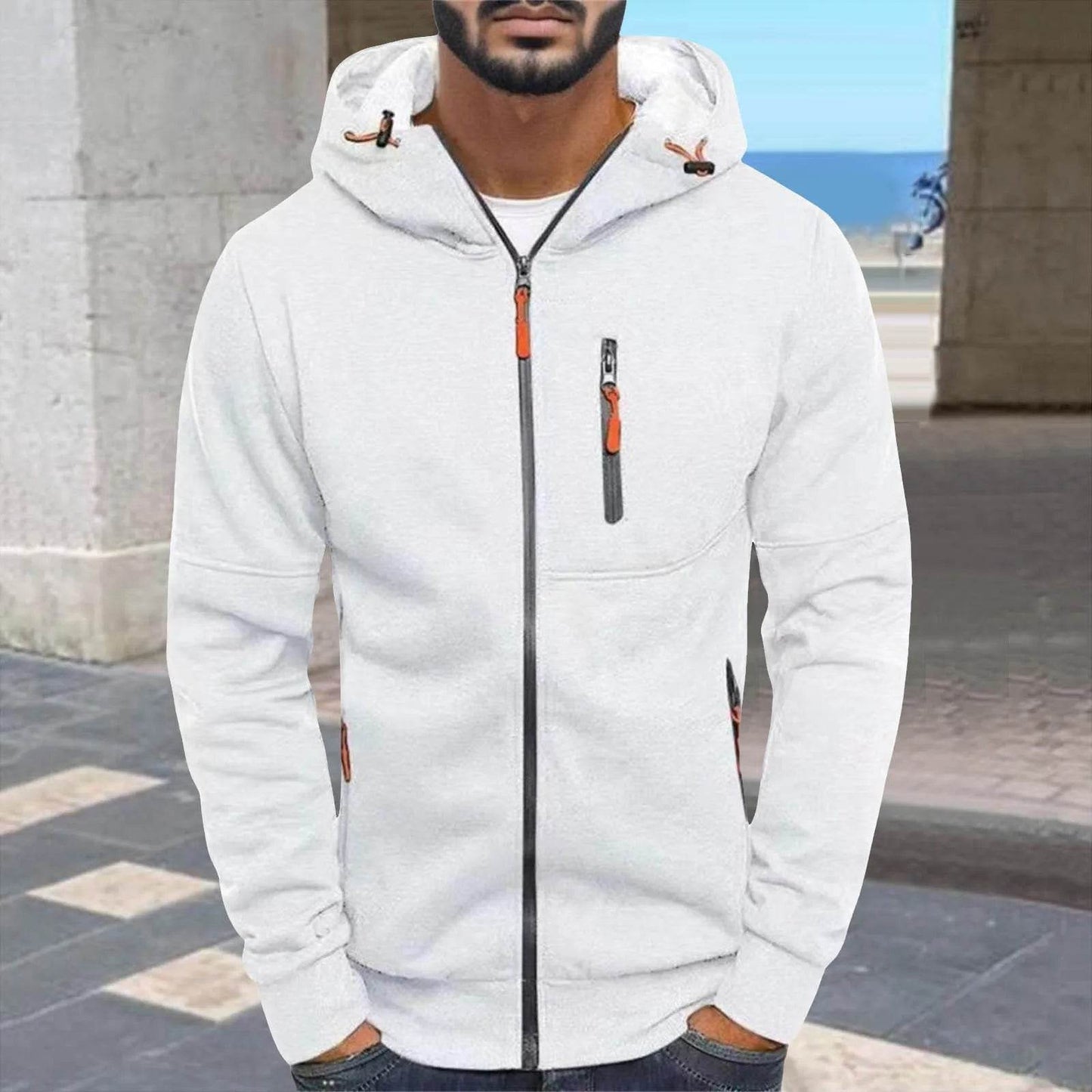Men's Color Blocked Casual Jacket - Thin, Hooded, Slim Fit Design - Buy Center US