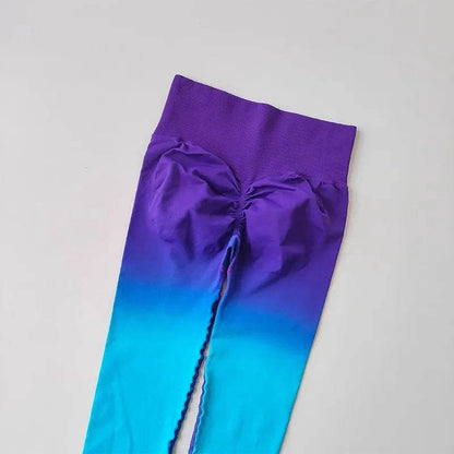 Women's High Waist Gradient Yoga Pants - Elastic Fit & Ankle-Length - Buy Center US