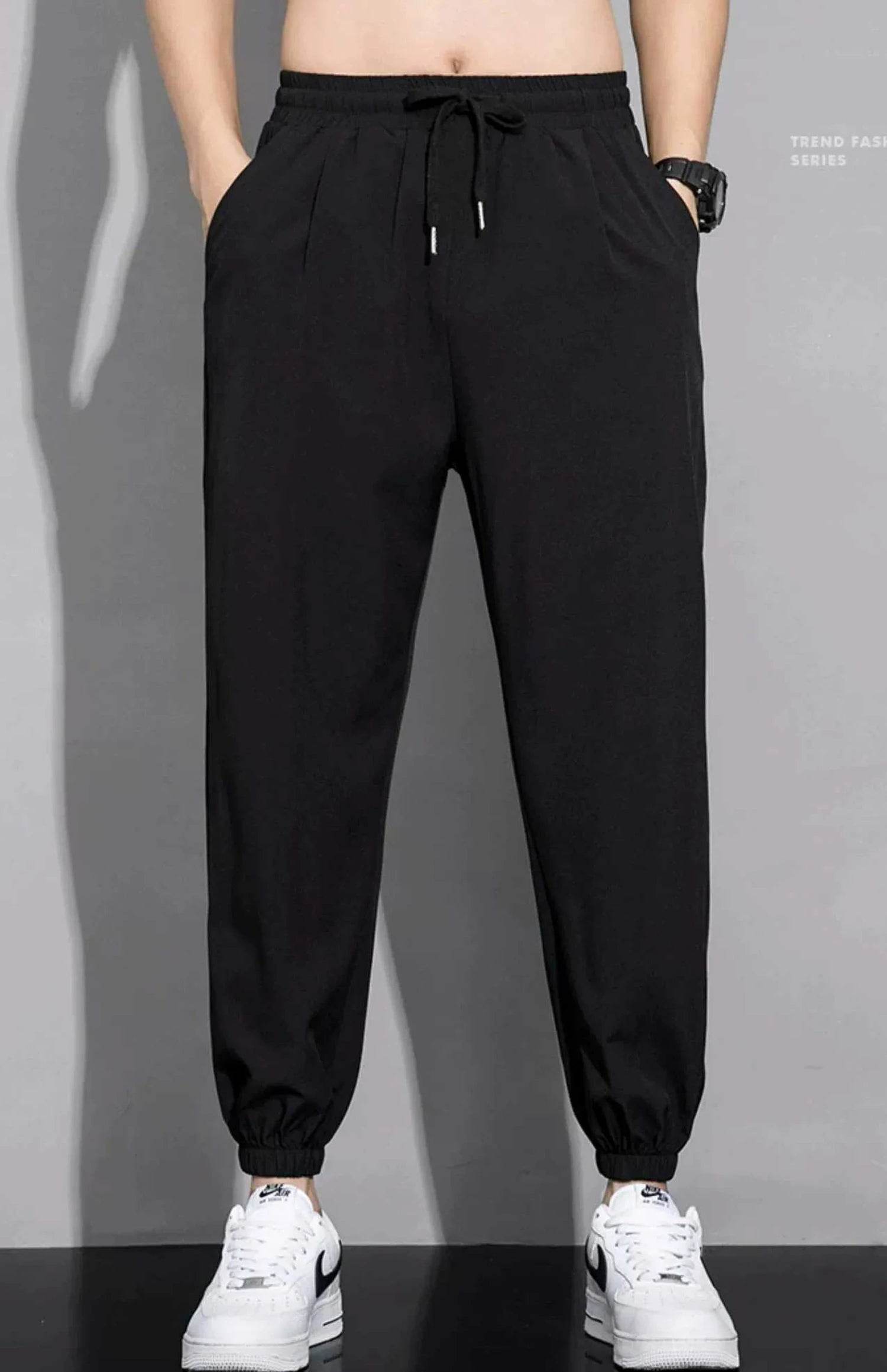 Men's Ice Silk Casual Sweatpants - Quick Drying, Loose Ankle Fit - Buy Center US