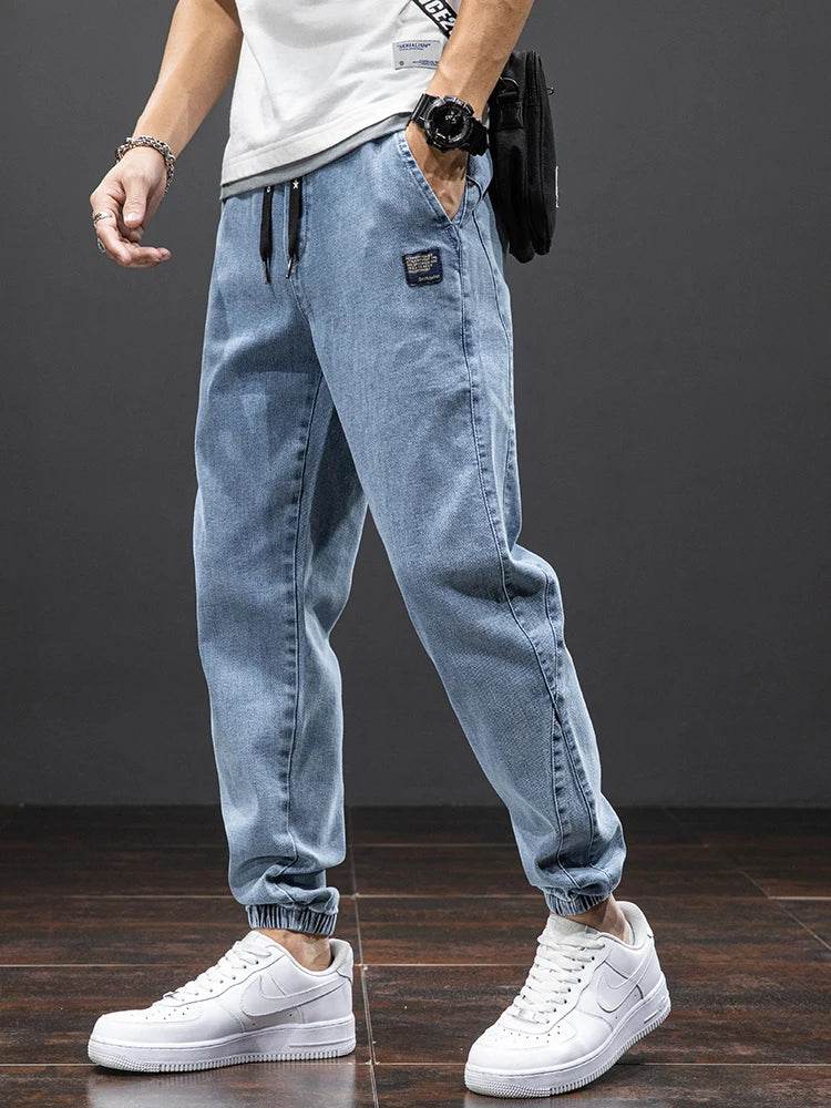 Anbican Men's Black Blue Cargo Jeans - Casual Harem Jogger Pants - Buy Center US