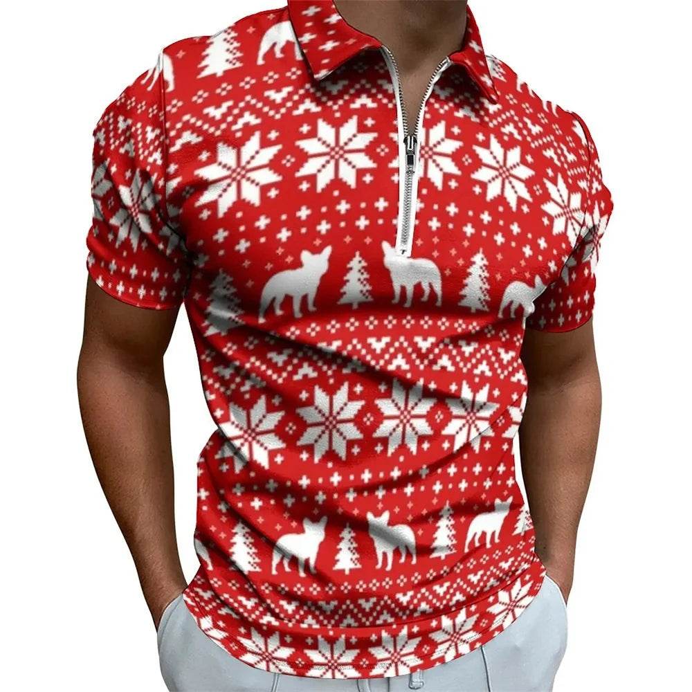 Vintage Black and White Striped Zipper Polo Shirt for Men - Summer Casual Style - Buy Center US
