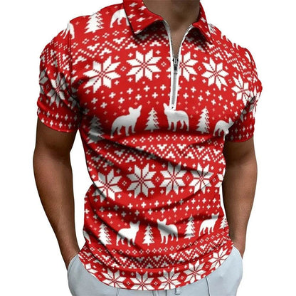 Vintage Black and White Striped Zipper Polo Shirt for Men - Summer Casual Style - Buy Center US