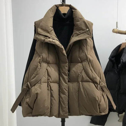 Women's Duck Down Vest - Thick Warm Sleeveless Parka for Winter Style - Buy Center US