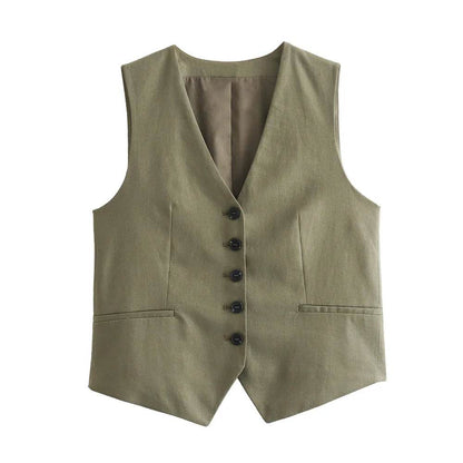 ZERAIN Women's Summer V-Neck Sleeveless Vest & High Waisted Shorts - Buy Center US