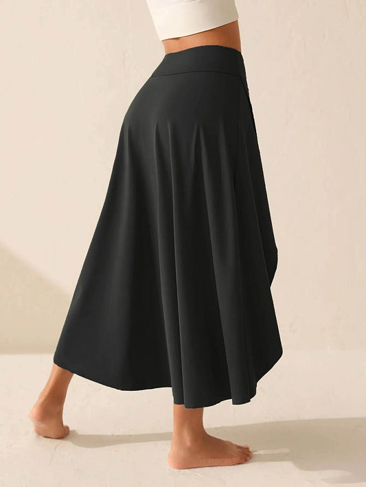 Elegant Women's Irregular Flounce Dress - Ankle-Length Solid Skirt - Buy Center US