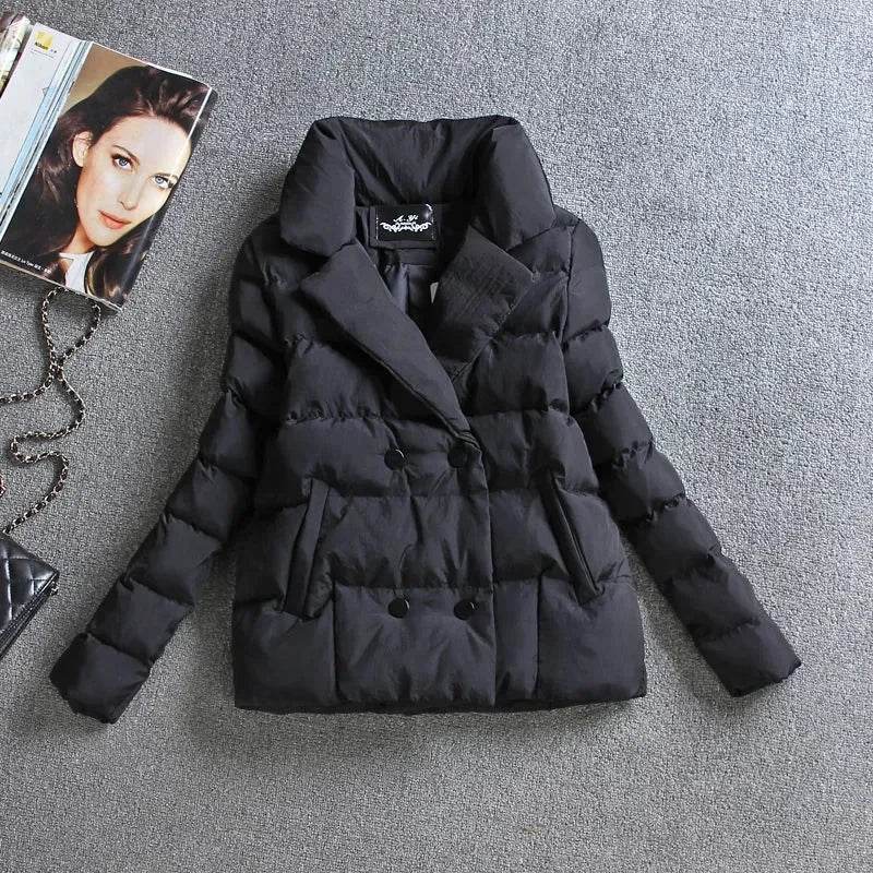 Women’s Short Down Cotton Jacket - Slim Fit, Double-Breasted Design - Buy Center US