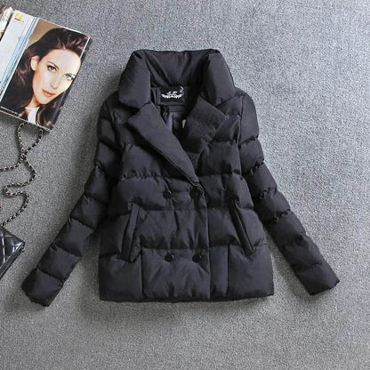Women’s Short Down Cotton Jacket - Slim Fit, Double-Breasted Design - Buy Center US