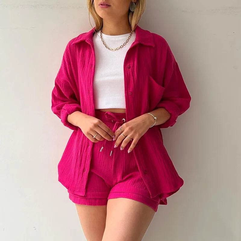 DANXRUHA Women's Muslin Suit Short Set - Casual Spring Outfit - Buy Center US