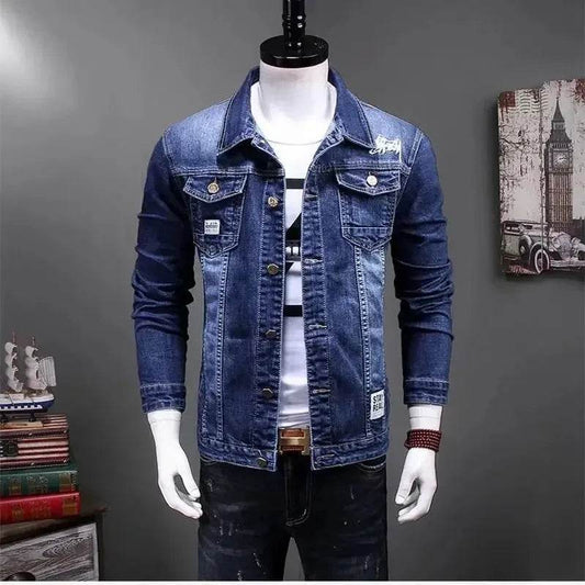 Trendy Slim Fit Denim Jacket for Men - Casual Spring Autumn Style - Buy Center US