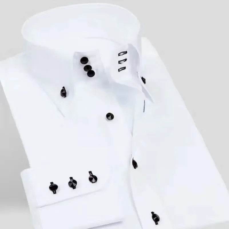 Premium White Dress Shirt for Men - Non-Iron Wrinkle Resistant Long Sleeve - Buy Center US