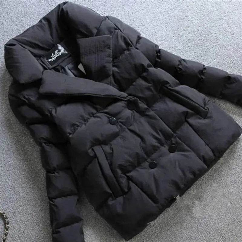 Women’s Short Down Cotton Jacket - Slim Fit, Double-Breasted Design - Buy Center US