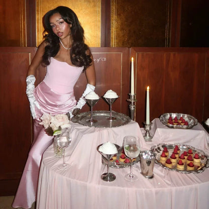 Elegant Pink Strapless Maxi Dress for Women - Perfect Party Dress - Buy Center US