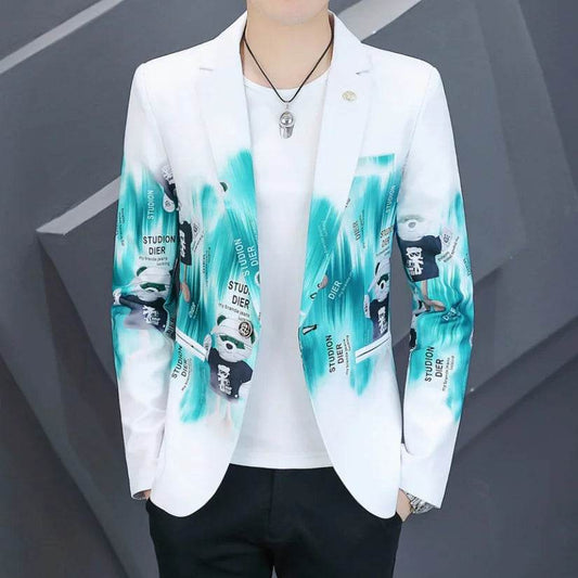 Men's Slim Fit Printed Blazer - Stylish Business Casual Jacket M-3XL - Buy Center US