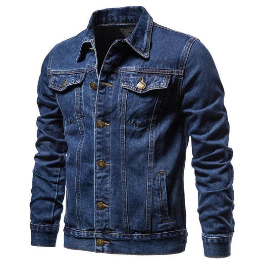 Kalenmos Men's Denim Coat - Casual Turn Down Collar Full Sleeve Jacket - Buy Center US