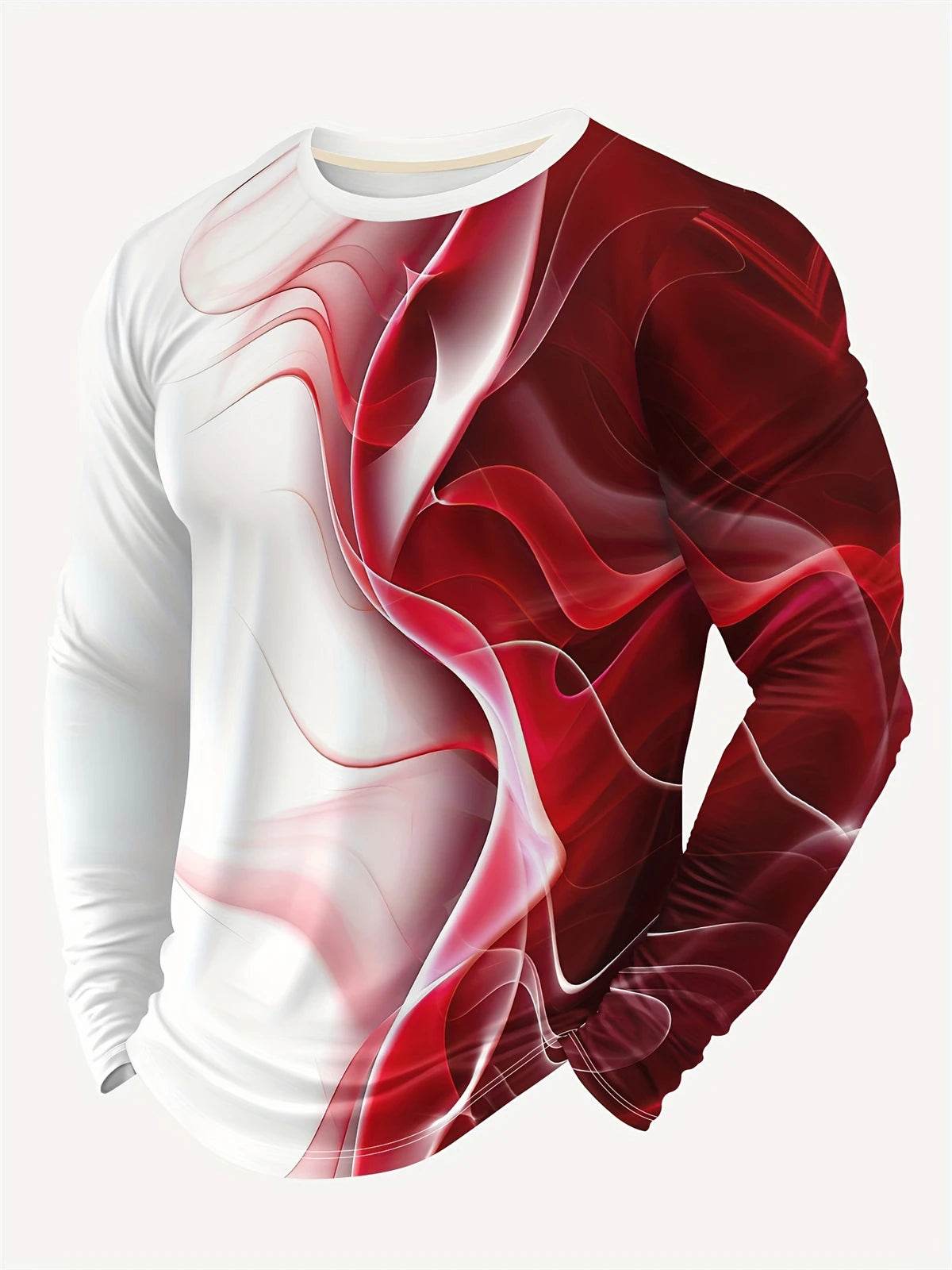 Men's Color Block 3D Print Long Sleeve T-Shirt - Casual Autumn Style - Buy Center US