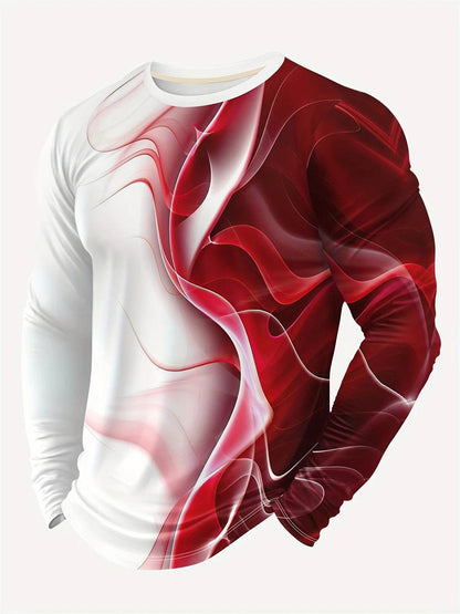 Men's Color Block 3D Print Long Sleeve T-Shirt - Casual Autumn Style - Buy Center US