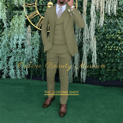 Men's 3-Piece Wedding Suit - Elegant Single-Breasted Jacket & Trousers - Buy Center US