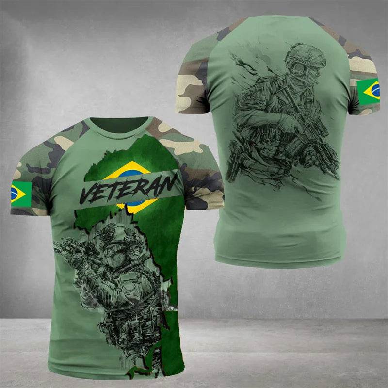 Brazil Flag 3D Print Men's T-Shirt - Casual Summer Oversized Tee - Buy Center US
