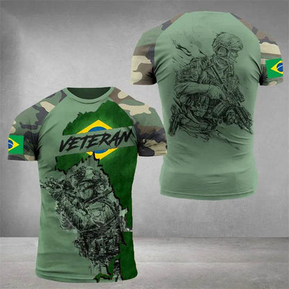Brazil Flag 3D Print Men's T-Shirt - Casual Summer Oversized Tee - Buy Center US