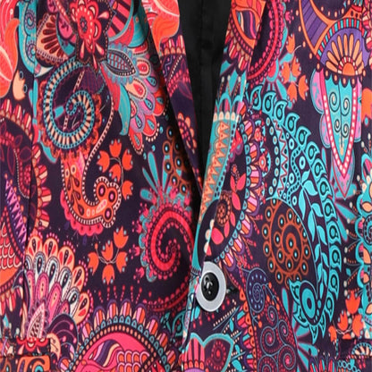 Casual Men's Blazer Jacket - Printed Long Sleeve Lapel Fashionwear - Buy Center US