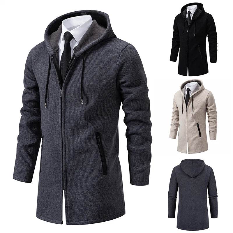 ENWEIGE Men's Hooded Fleece Cardigan - Casual Winter Jacket, Thick Knit - Buy Center US