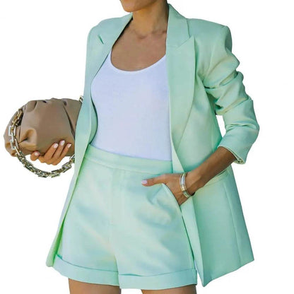 SANWOOD Women's Summer Jacket Shorts Suit - Office Casual Outfit - Buy Center US