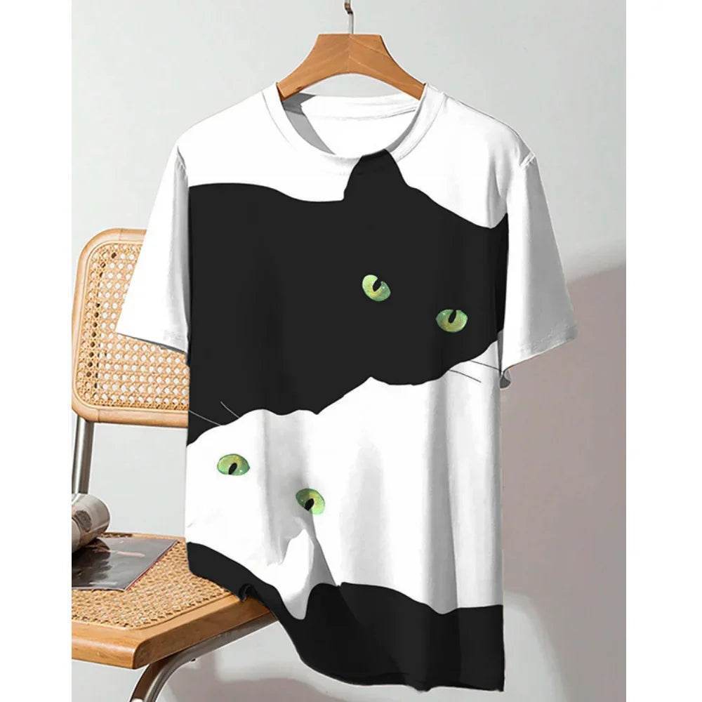 Ukiyo-e Sea Wave Cat T-Shirt - 3D Print Japanese Samurai Graphic Tee - Buy Center US
