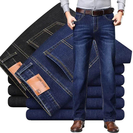 Men's Summer Lightweight Blue Jeans - Slimming Loose Fit Casual Trousers - Buy Center US