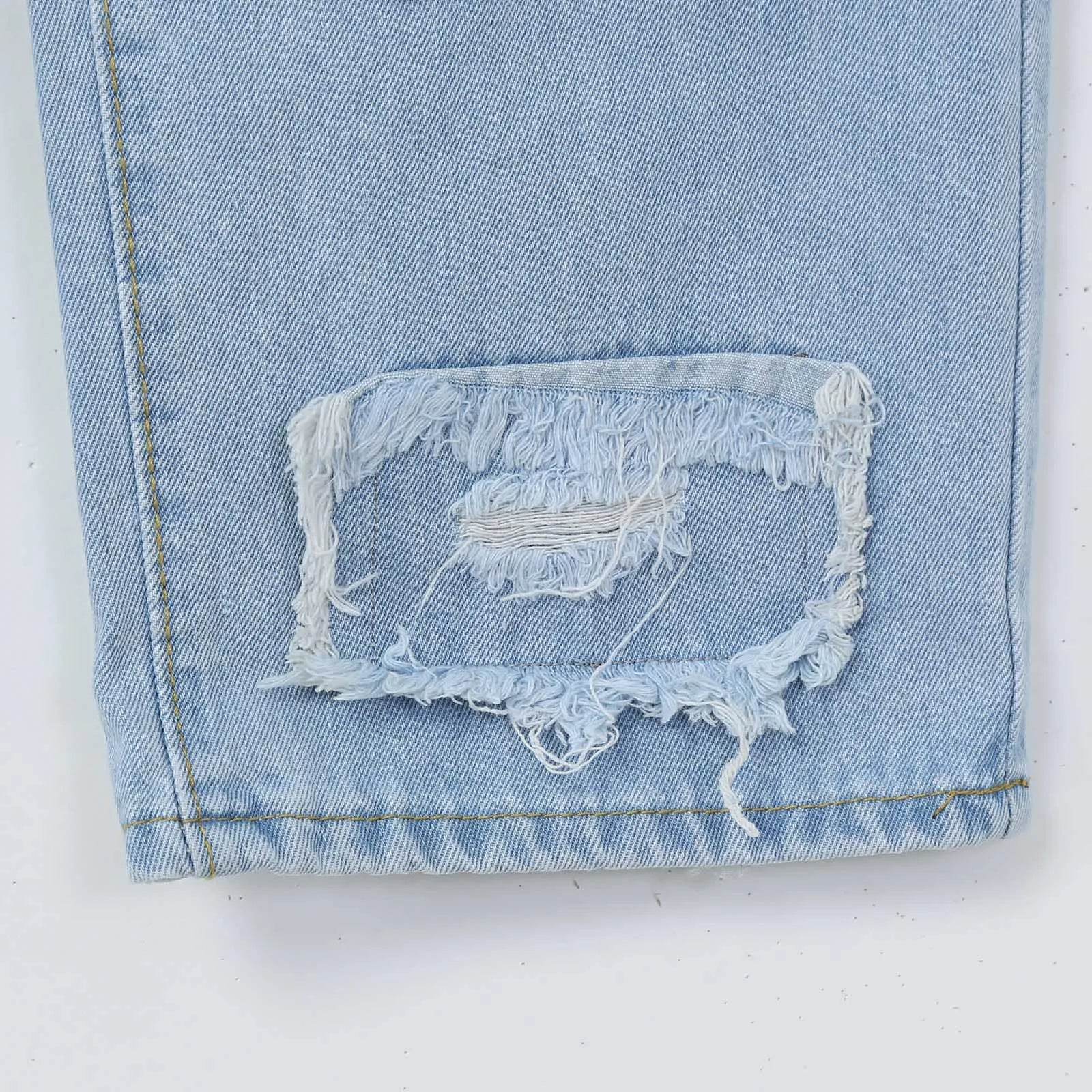 Hip Hop Men's Distressed Denim Jeans - Straight Pocket Trouser Style - Buy Center US