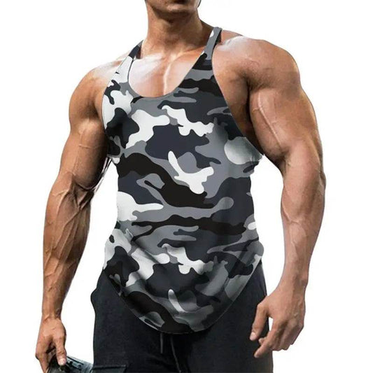 Summer Men's Y Back Gym Stringer Tank Top - Cotton Workout Vest - Buy Center US