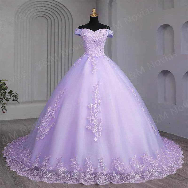 Y&M Customized Pink Sweet 16 Quinceanera Dress - Off Shoulder Ball Gown - Buy Center US