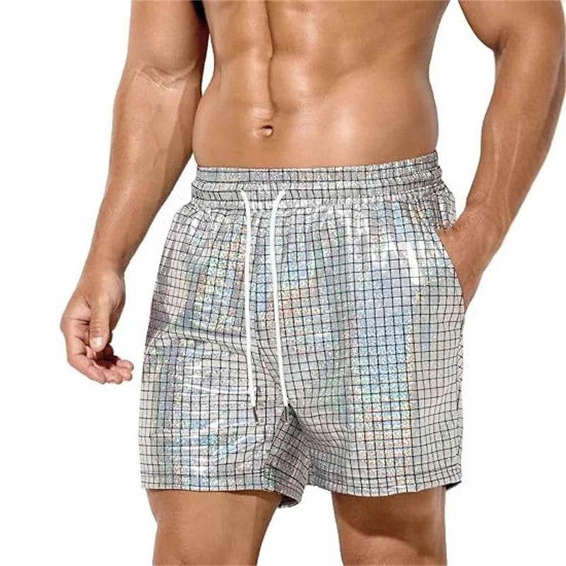 Qj Cinga Men's Stretch Beach Shorts - Comfortable Plaid Design for Summer - Buy Center US