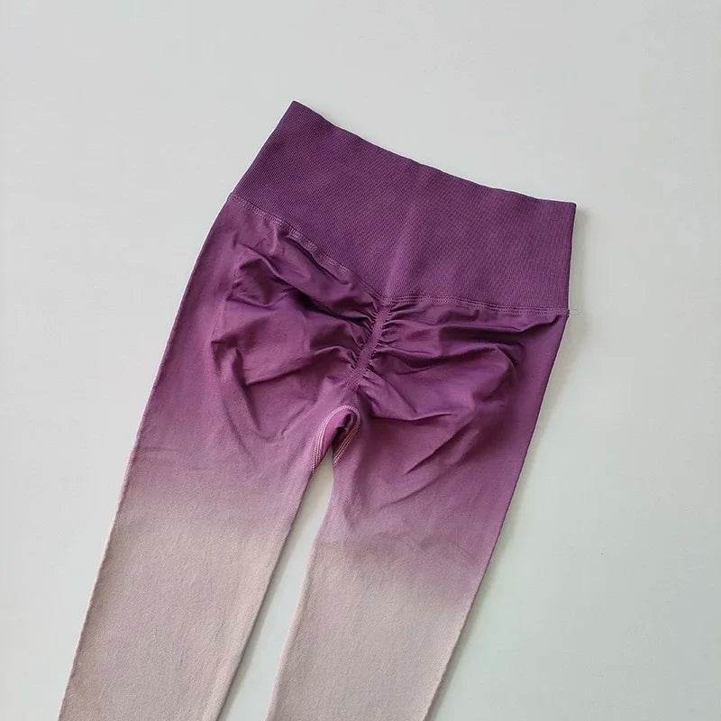 Women's High Waist Gradient Yoga Pants - Elastic Fit & Ankle-Length - Buy Center US