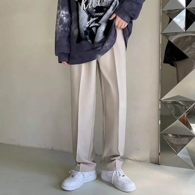2025 Fashion Korean Loose Wide Pants - Casual White Baggy Trousers for Men - Buy Center US