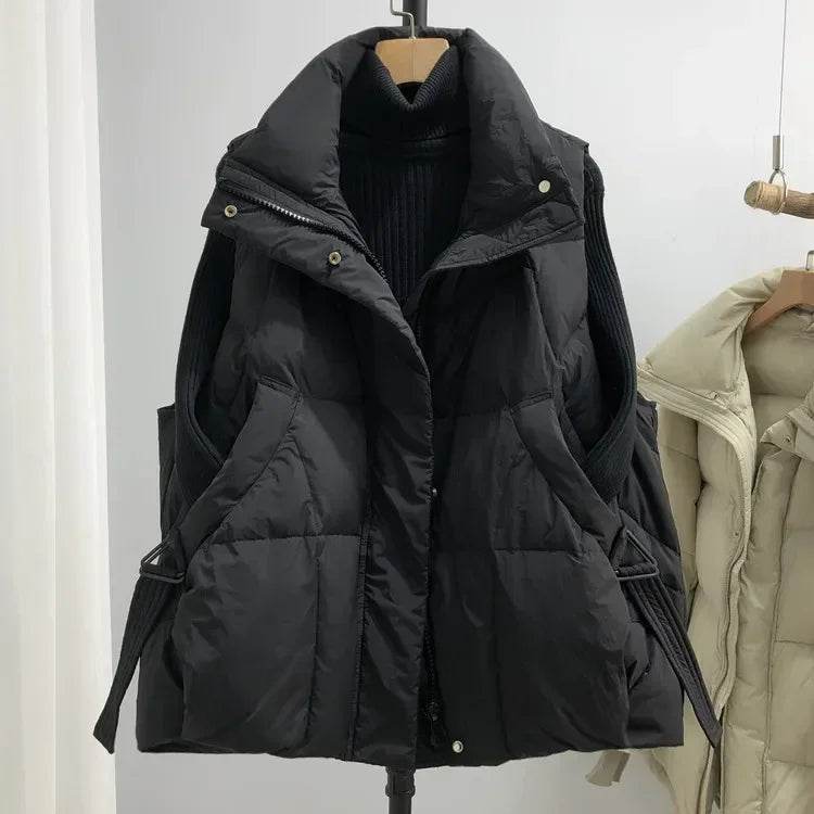 Women's Duck Down Vest - Thick Warm Sleeveless Parka for Winter Style - Buy Center US