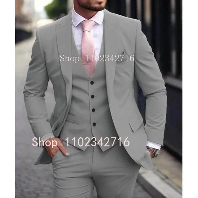 Luxury Pink Men’s Tuxedo Suit 3 Piece - Slim Fit Jacket, Pants & Vest - Buy Center US