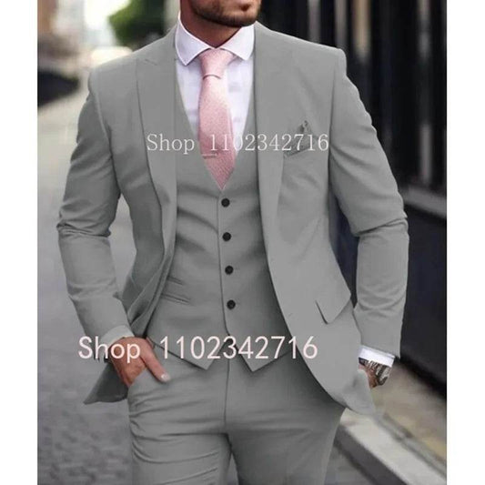 Luxury Pink Men’s Tuxedo Suit 3 Piece - Slim Fit Jacket, Pants & Vest - Buy Center US