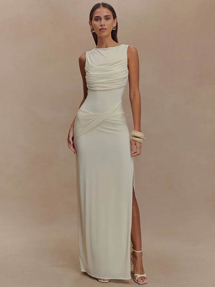 Mozision Women’s Backless Maxi Dress - Elegant Thigh High Split - Buy Center US