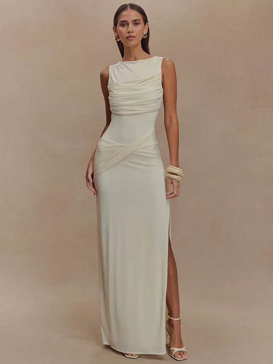 Mozision Women’s Backless Maxi Dress - Elegant Thigh High Split - Buy Center US