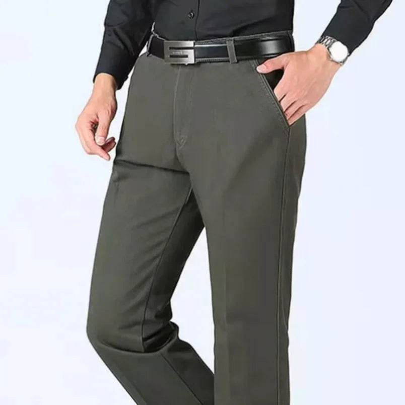 RIYBEOE Men's 100% Cotton Straight Suit Pants - Lightweight Casual Trousers - Buy Center US