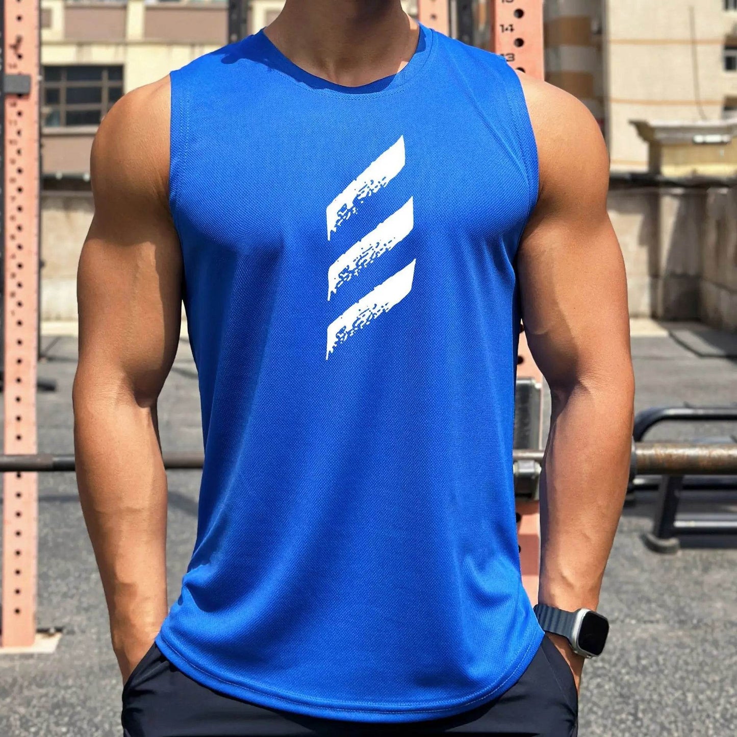 FITNESSTELE Men's Quick-Dry Sports Tank Top - Sleeveless Round Neck Vest - Buy Center US