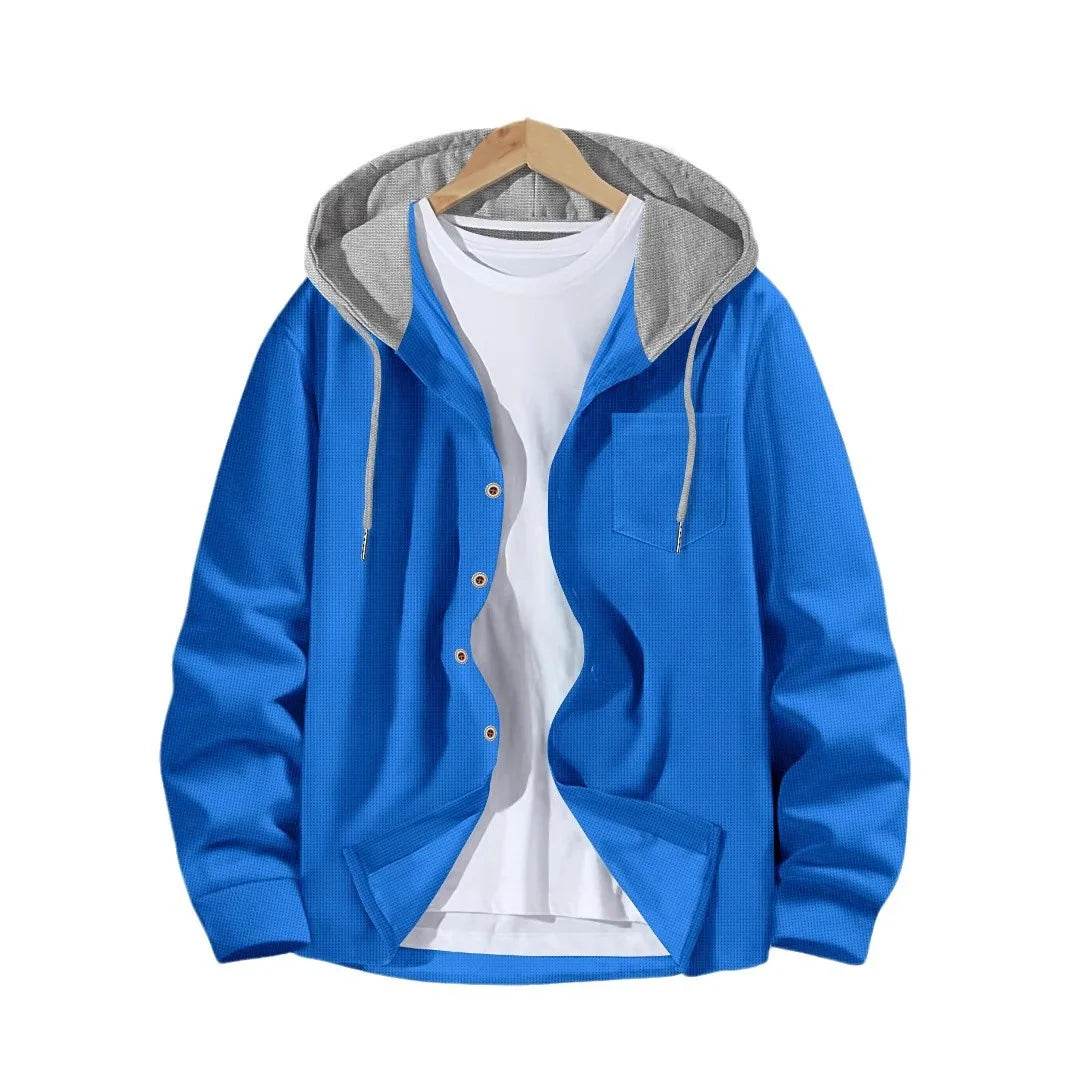 BOILEN HENG XIN Men’s Hooded Cardigan - Casual Waffle Knit Coat - Buy Center US