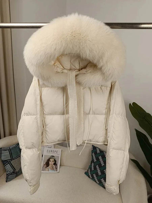 Stylish Women's Winter Jacket - Detachable Fox Fur Hooded Outerwear - Buy Center US