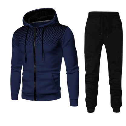 Stylish Zipper Hooded Tracksuit for Men - Casual Fitness Jogging Set - Buy Center US